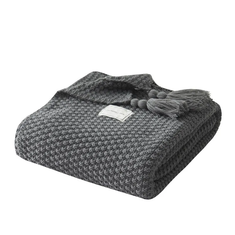 Простое воздухопроницаемое вязаное одеяло с кисточками для путешествий, покрывало для кровати, дивана, домашний текстиль, не скатывается, переносное одеяло