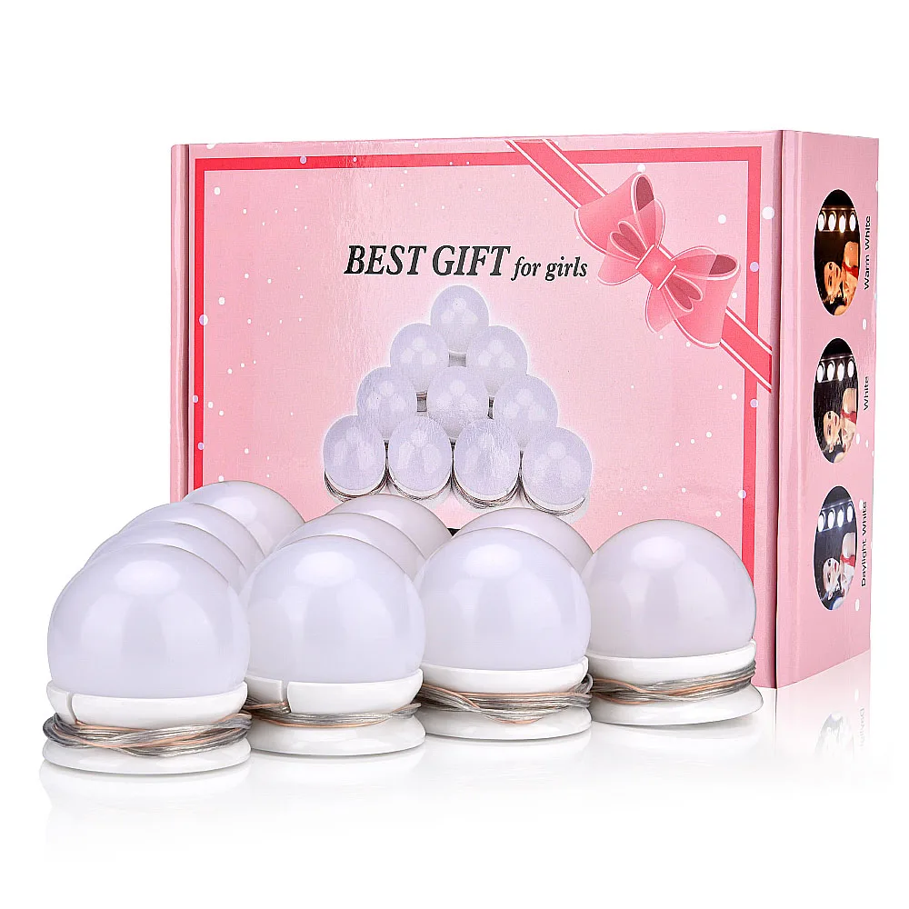 Makeup Mirror 10 Levels Brightness Adjustable Vanity LED Light Bulbs lamp Kit Lighted Make up Mirrors 4