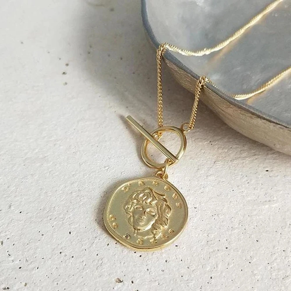 Vintage Irregular Coin Pendant Necklace 