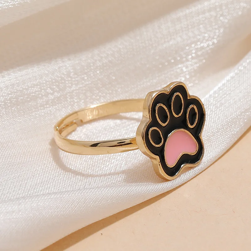 Black Cat Paw Ring for Girl Women Pink 