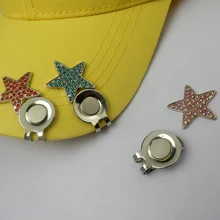 Сплав стразы звезда мяч для гольфа маркер с зажимом для шляпы гольфа