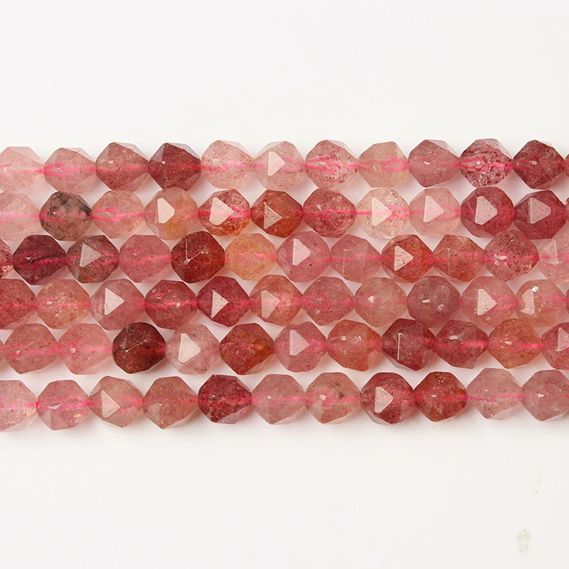 8mm Fashion Natural Jewelry Faceted Strawberry Quartz Loose Beads Fit For DIY Bracelet Necklace Earrings Accessories | Украшения и
