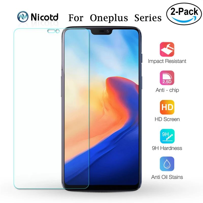 Proteggi Schermo Originale Oneplus 6 Oneplus 5 5T 2 Pezzi Vetro Temperato Per Oneplus One Plus 3 3T 7 Per Oneplus 1 + 7T 1 + 8T Nord N10