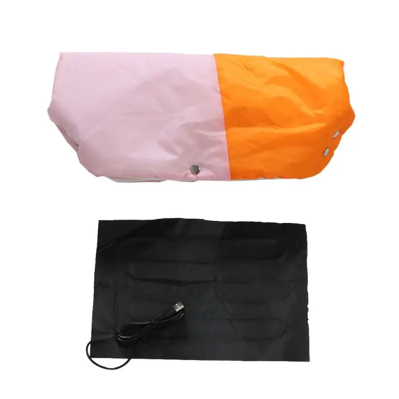 Зимняя теплая грелка для рук USB Электрический нагреватель плюшевые варежки на коляску коляска муфта для рук Водонепроницаемая коляска рукавица Багги клатч - Цвет: Pink Orange-Heater