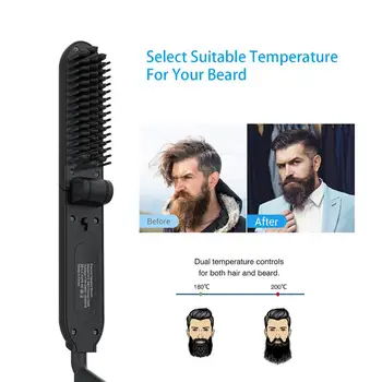

2 in 1 Hair Straightener Brush Anti Static Ceramic Heating Foldable Faster Straightening Beard Comb For Man Beard Straightener