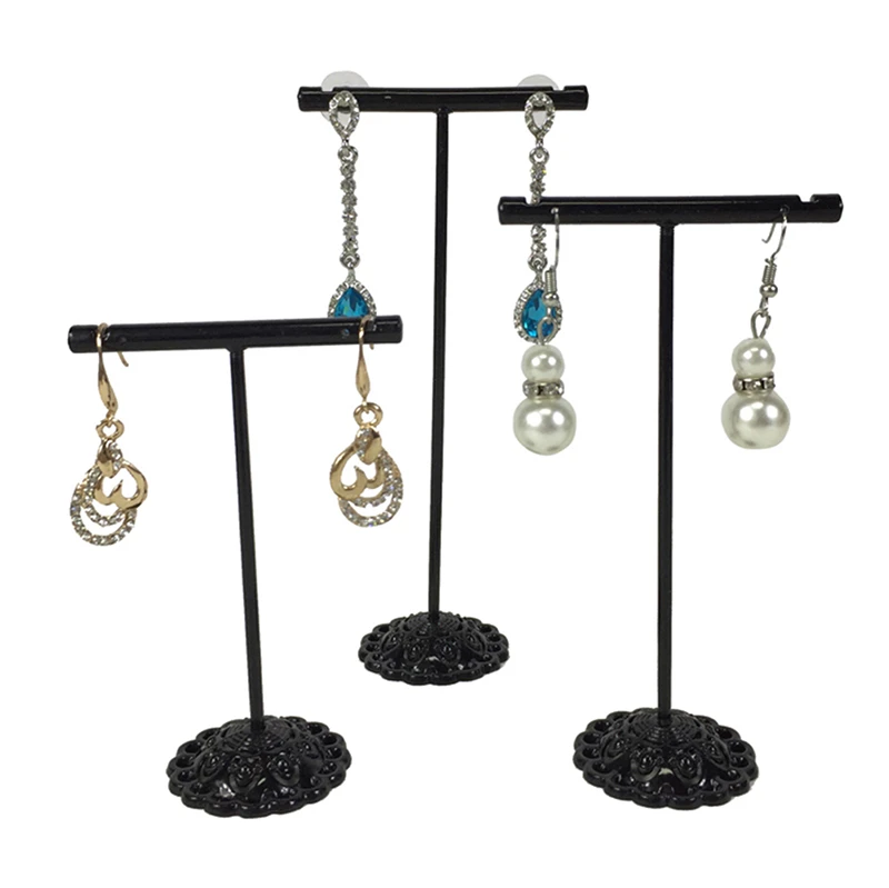 3 Pcs Alloy Earrings Display T-Shape Stand Showcase Jewelry Organizer Holder Excellent Quality and PopularDeft Processed