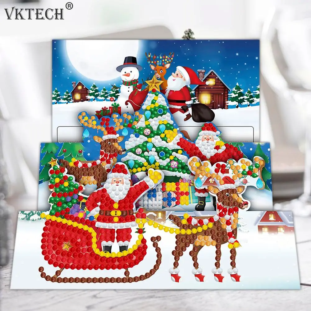 8pcs DIY Diamond Painting Greeting Card Special-shaped Part Drill Mosaic Merry Christmas Embroidery Kit Santa Xmas Postcards diamond painting diamond painting accessories