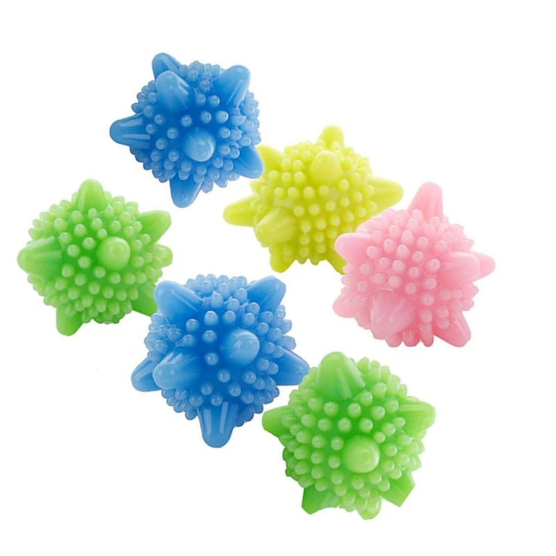 6 Pieces Magic Laundry Ball Reusable Household Cleaning Machine Washing Clothes Softener Starfish Shape Solid Cleaning Ball Colo