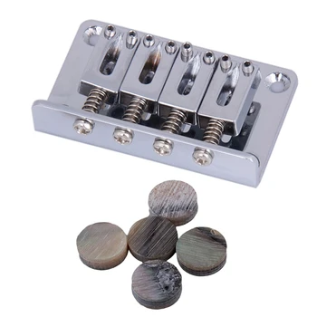 

1 Set Cigar Box Guitar Parts: 4-String Chrome Hard-Tail Adjustable Bridge & 20 Pcs Green Paua Abalone Inlay Dots 6Mm Guitar Ukul