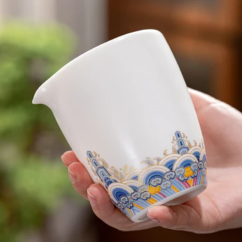 

Enamel painted gold fair fair mug cup of large white porcelain Japanese dream kung fu tea accessories