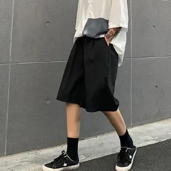 

2020 Summer New Youth Popular Couple Solid Color Pendant Retro Loose Five-point Trousers Fashion Casual Shorts Black / Grey M-XL