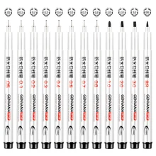 12 размер черные ручки FinelinerInk водонепроницаемые чернила микро-линия ручка для художника пуля журнал технический набросок рисунок Кисть ручка