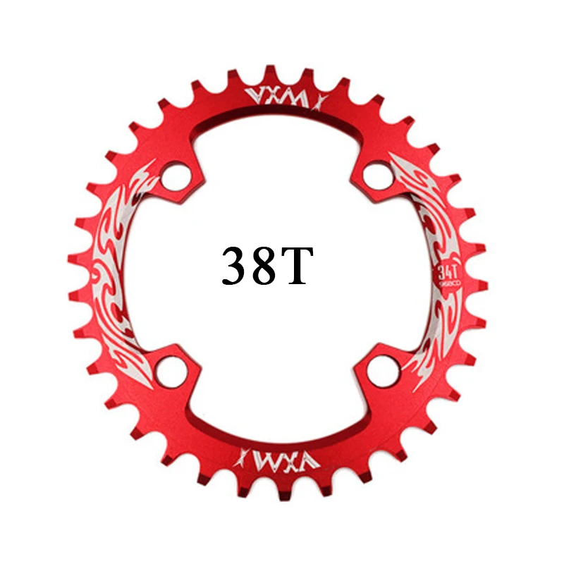 Round 38T red VXM 96BCD Round bicycle chainwheel 32T 34T 36T 38T MTB bike Chainring Tooth Plate mountain Crown for M4000 M4050 GX NX X1 Crank - Цвет: Round 38T red