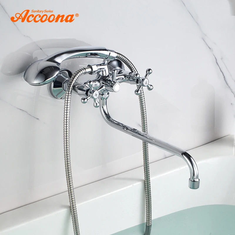 Accoona Chrome Bathtub Faucet Bathroom Bathtub Shower Set Wall Faucet Brass Sink Mixer Water Mixer Hand Shower A7576 shower set,bathtub faucet,water mixer