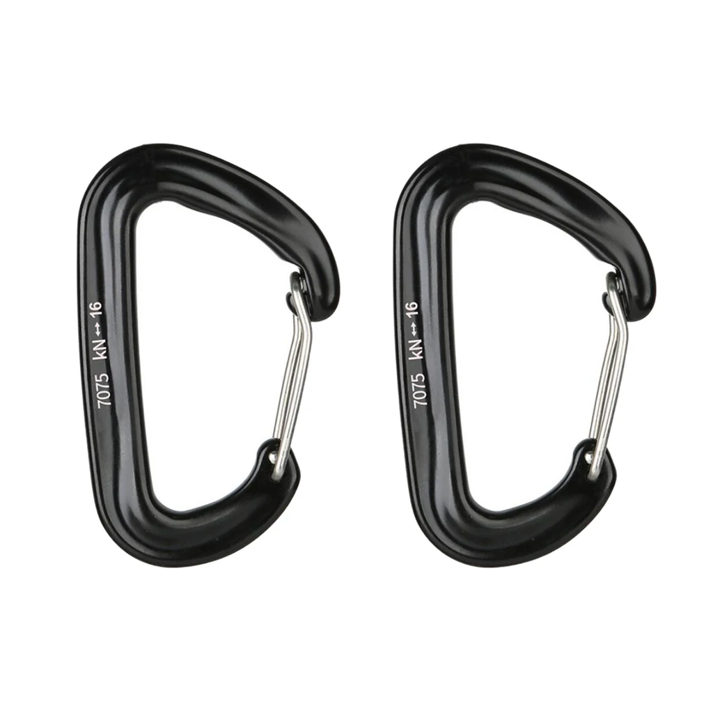 2 Pcs D Shape Carabiner Clip Key  Holder Chain Cable Camping Hiking Hook