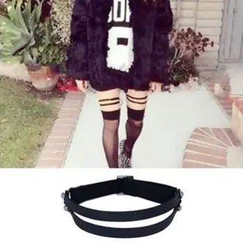 

Punk Rock Minimalist 2 Rows Faux Leather Leg Harness Garter Belt Adjustable Elastic Black Thigh Ring Women Night Party Lingerie