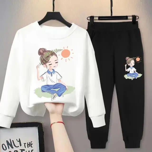 2022 New Children Girls Clothes Sets Autumn Spring Long Sleeve Sweater + Pants Fashion Kids Clothing Suits Boutique Tracksuit A8