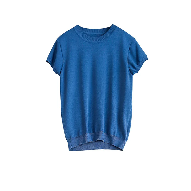 Simple Solid Color Casual Short Sleeve Round Neck High Elastic T-shirt Bottom T-shirt Spring Summer Autumn 2020