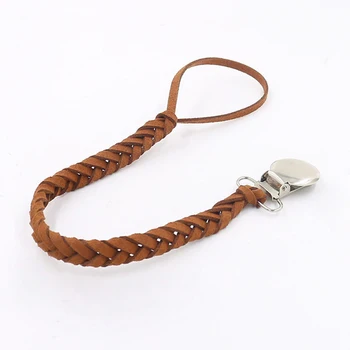 

Solid Leather Braided Soother Long Baby Feeding Infant Outdoor Dummy Clip Home Pacifier Chain Accessories Holder Tool Anti-lost