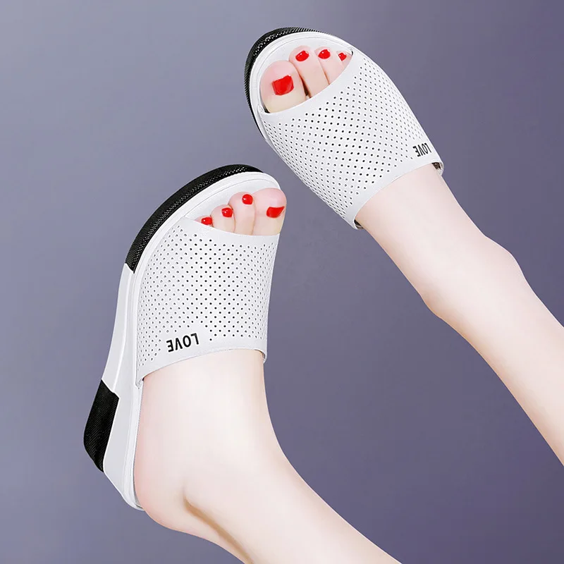 

Yasilaiya 2019 Summer New Style Slanted Heel Slipper Line-styled Mixed Colors Slippers Waterproof Platform WOMEN'S Shoes 3333