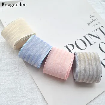 

Kewgarden Wholesale 1" 1-1/4" 25mm 38mm Wavy Stripes Linen Ribbon DIY Bow Brooch Hair Accessories Handmade Tape Riband 25 Yards