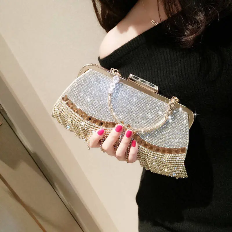 Acrylic Beaded Evening Bag, Elegant Tassel Clutch Purse, Women's Top Ring  Handbags For Wedding Party Prom - Temu