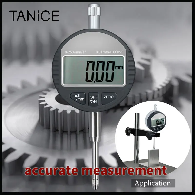 Tanice Digital Dial Indicator DTI 0.01mm/0.0005 Digital Probe Indicator