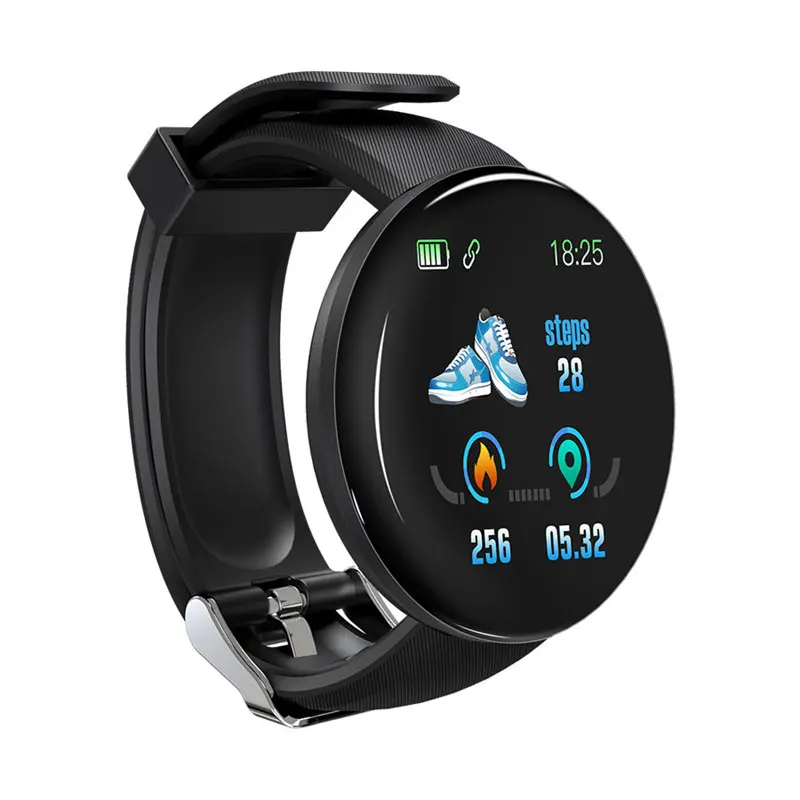 Круглые Смарт-часы для мужчин, тонометр для измерения артериального давления, женские наручные часы, шагомер, кислородные спортивные часы, фитнес-трекер для Android Ios - Цвет: black