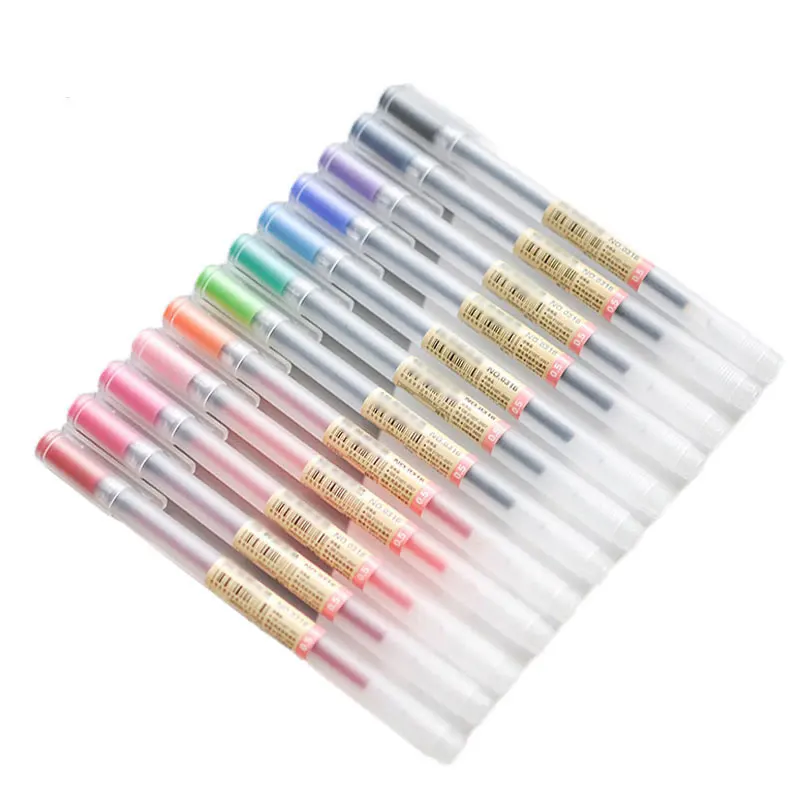Creative12 개/로트 젤 펜, 컬러 잉크 마커 펜, 쓰기 문구, 일본 MUJI 펜 스타일, 학교 사무용품 선물, 0.5mm