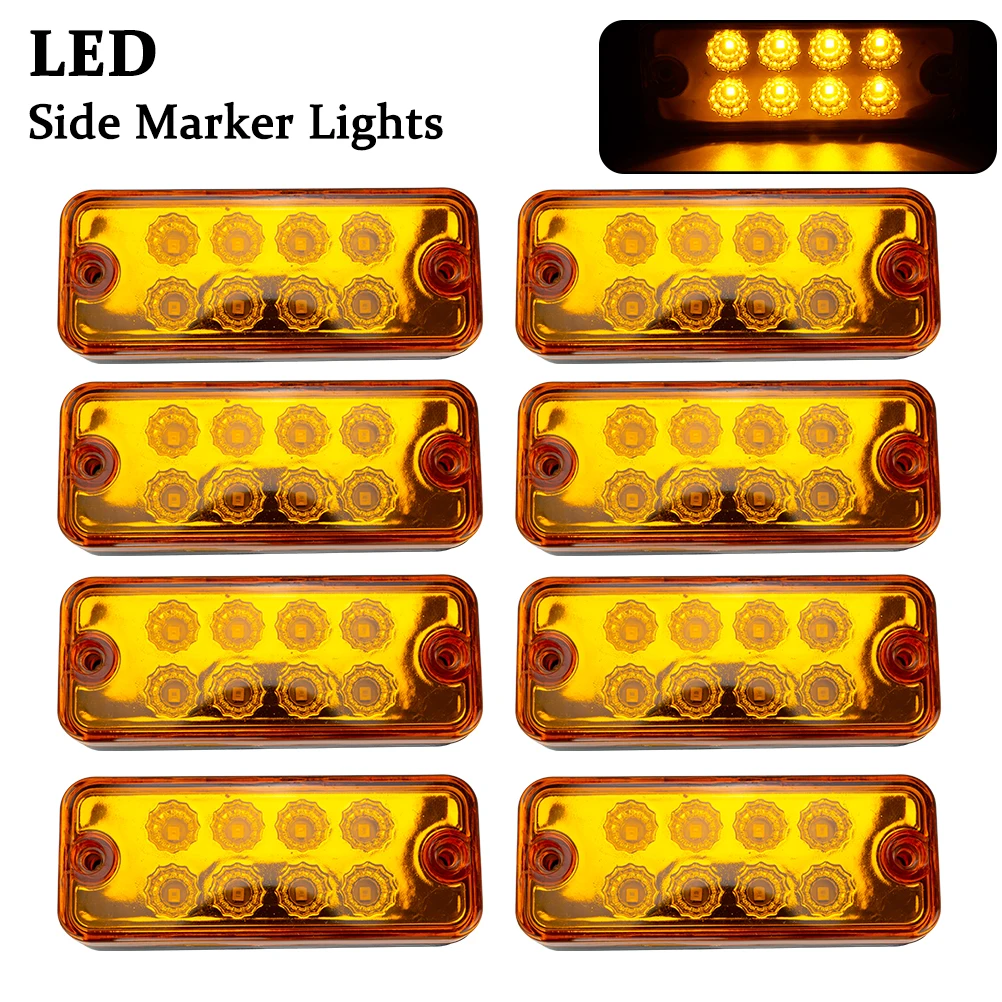 8x LED Side Marker Lights Car External Lamp Warning Tail Indicator Auto Trailer Truck Signal Clearance Light Waterproof | Автомобили и