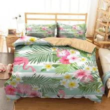 Фото - Complete Double Bed Cover Cartoon Plant Green Flamingo Printed Comforter Duvet Clothes with Pillowcases King Queen Sinlge Size marcia king gamble flamingo place