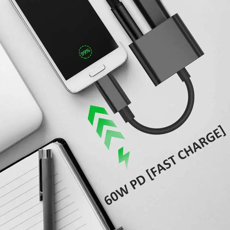 2 In 1 Usb Type C To 3 5Mm Headphone Jack Adapter For Ipad Pro Huawei P20 Pro Aux o Charger Splitter For Htc Google Pixel Bl