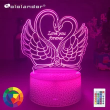 New Swan I LOVE YOU luce notturna 3d con cuore Led Touch Switch atmosfera colorata per la decorazione domestica lampada da tavolo leggera comodino