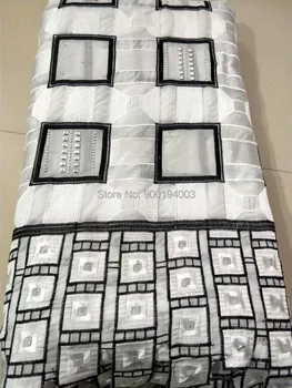 

White lace fabric 2020 high quality lace nigerian lace fabric for women dress african cotton lace with stones 5yards per piece