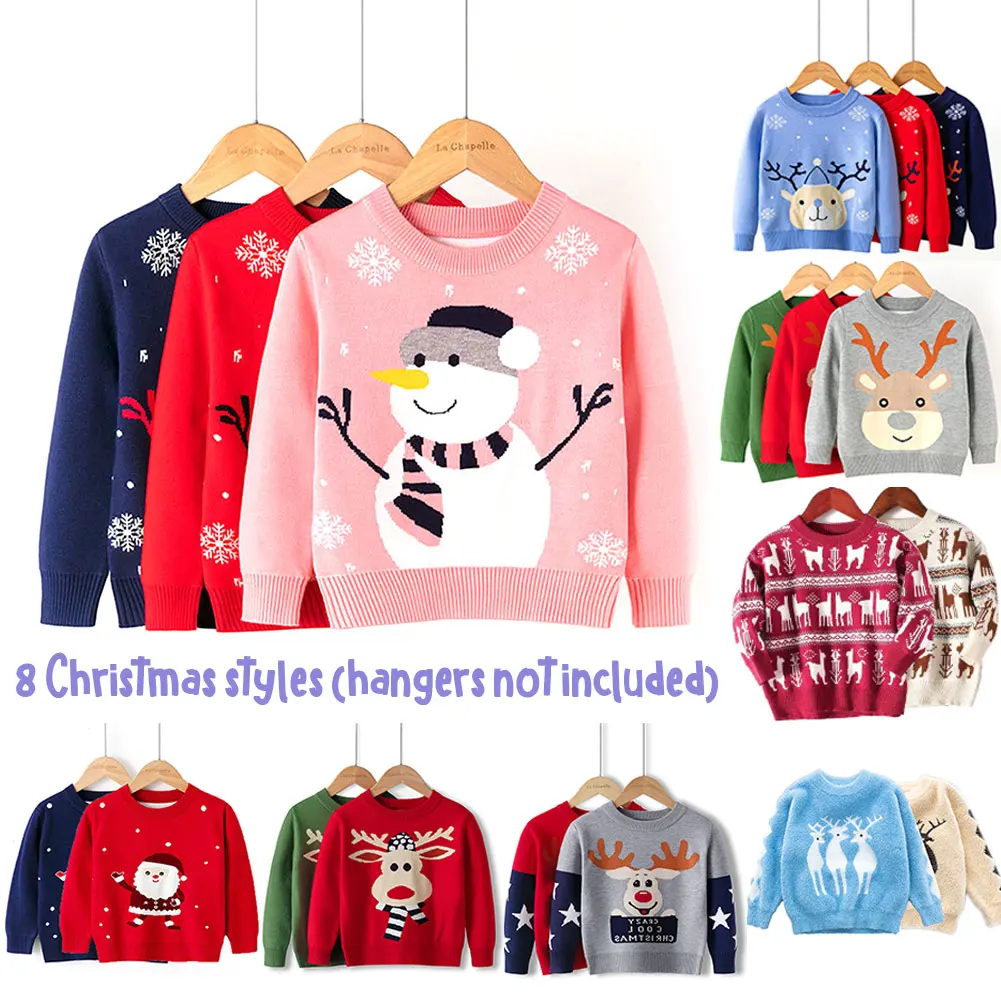 

2020 Autumn Winter Children's Pullover Sweater for 3 To 7 Years Baby Girls Clothes with Deer Kids Christmas Sweater Top