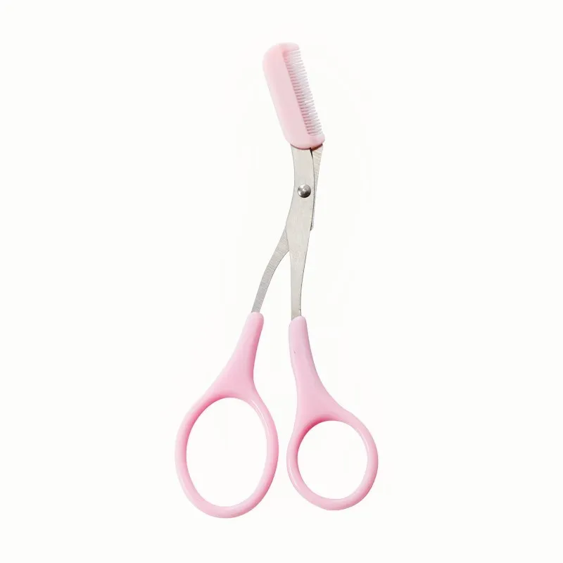 

Makeup Pink Eyebrow Trimmer Scissors With Comb Hair Removal Shears Comb Grooming Cosmetic Tool Eyelash Combing