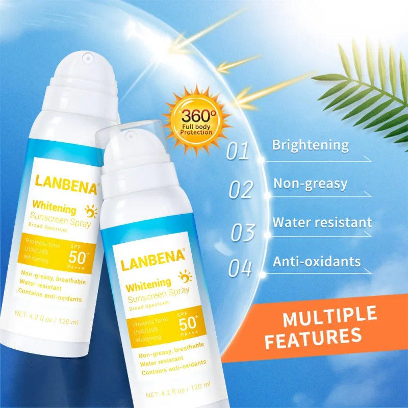 

LANBENA Whitening Sunscreen Spray Sunblock Lasting Protective Cream SPF 50pa+++ Anti-uv Oil-control Facial Body Sunscreen Hot