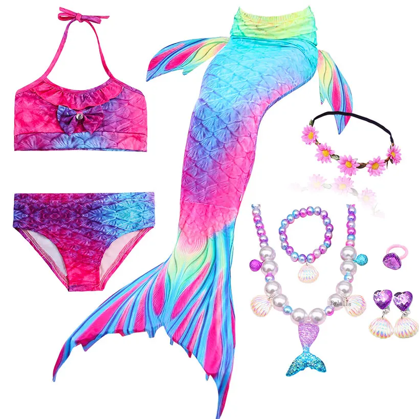 Женский детский костюм русалочки купальный раздельный купальник с хвостом