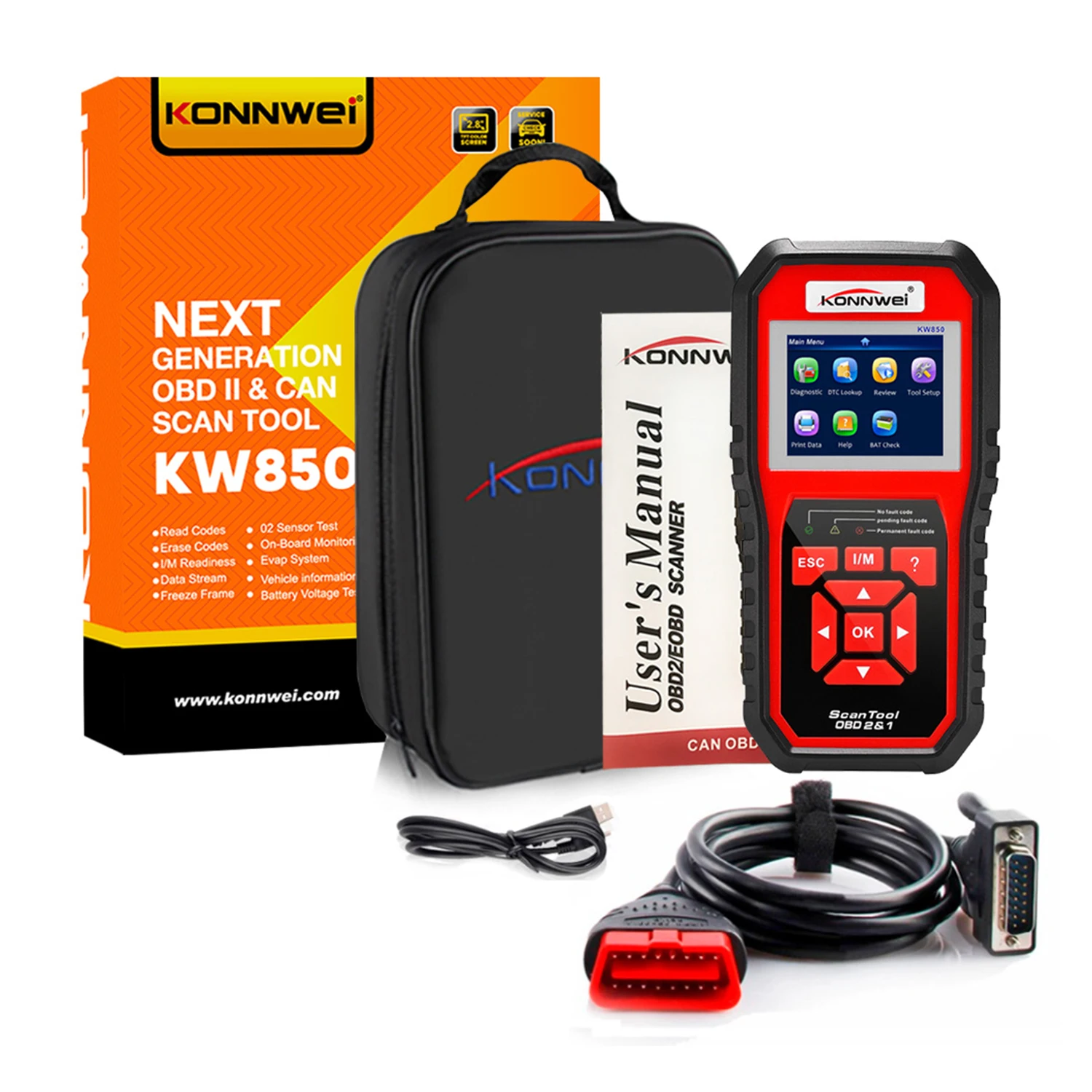 car battery charger price KONNWEI KW850 obd2 Scanner Multi-languages Full OBD 2 Function Auto Diagnostic Tool kw 850 Better Than NX501 AD310 car battery charger price Code Readers & Scanning Tools