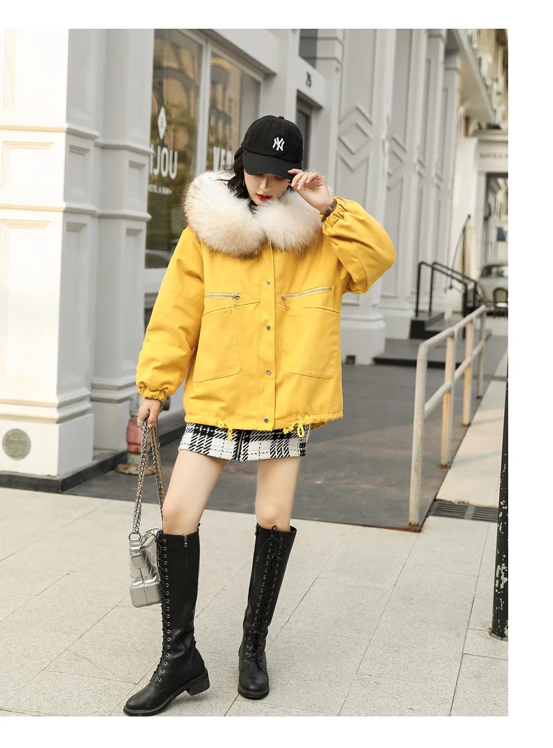 Solid Color Korean-style Trend Mid-length Lambs Wool Cotton-padded Clothes/Cotton Coat Winter Versatile xiu xian single Ove