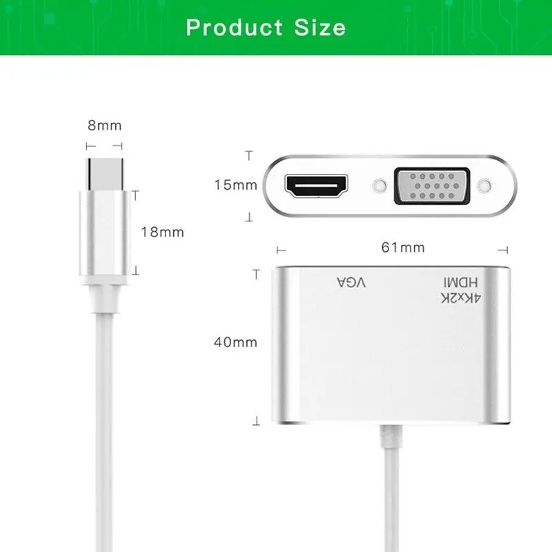 Usb type C к Hdmi Vga адаптер мужчин и женщин тип-c конвертер аудио-видео кабель для Macbook Usb-C телефон планшет