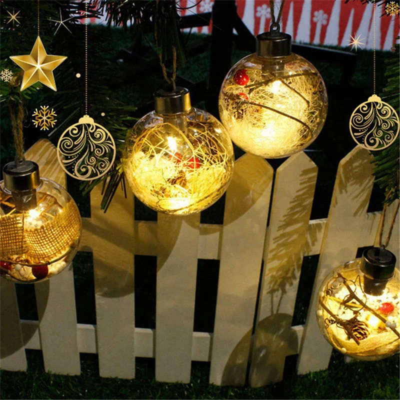 8 см прозрачный Рождественский шар светодиодный светильник дерево орнамент пластиковая безделушка рождественские подарки декоративная лампа