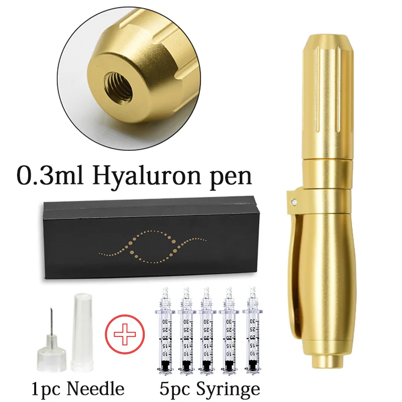 

Golden 0.5ML 0.3ML Hyaluronic Acid Pen Atomizer Hyaluron Pen Injection Gun Wrinkle Removal Anti aging Lifting Lip High Pressure