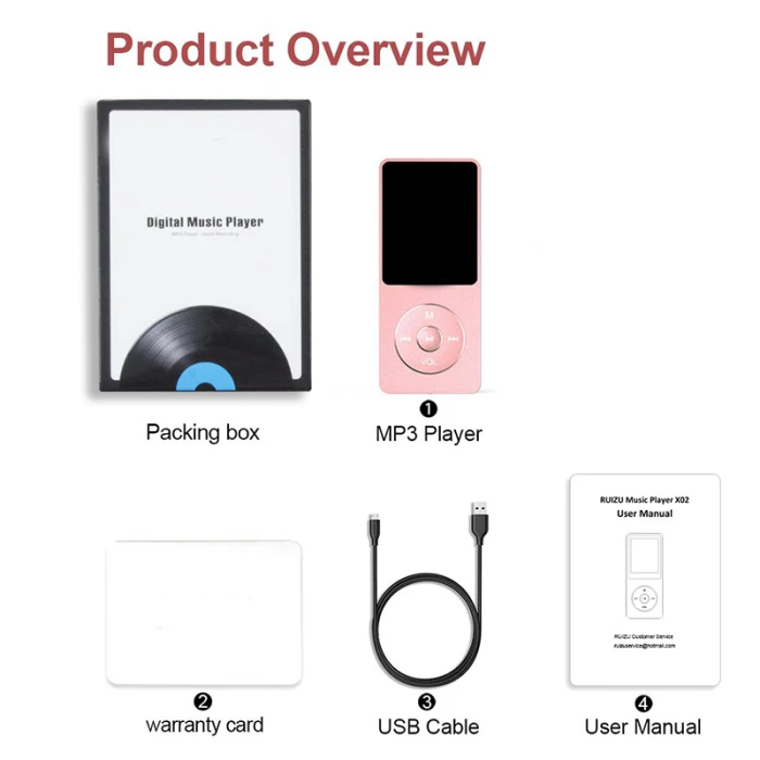 Sports MP3 Player Recording Pen with E-book Reading Picture Browsing FM Radio Function DU55