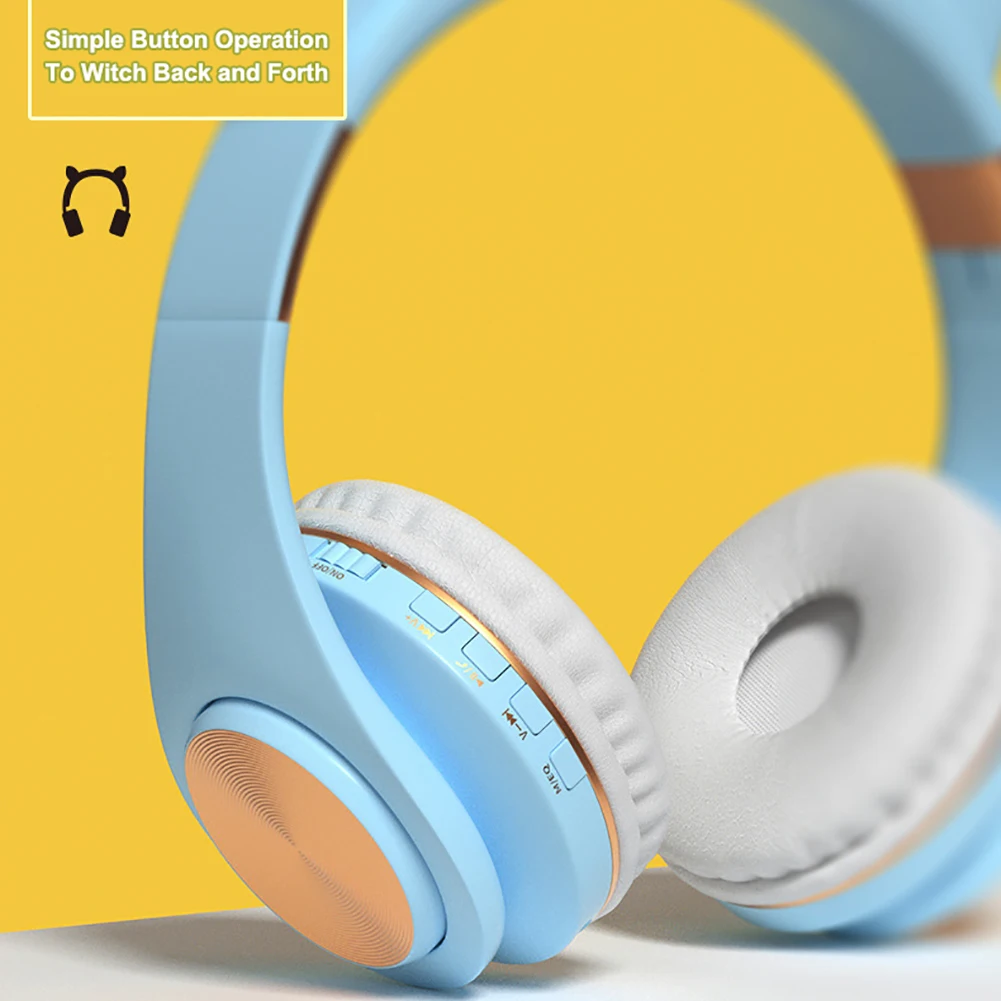 LED Cat Ear Headphones Bluetooth 5 0 Noise Cancelling Adults Kids Flashing Glowing Light Headset Gaming Earphones Creative Gift