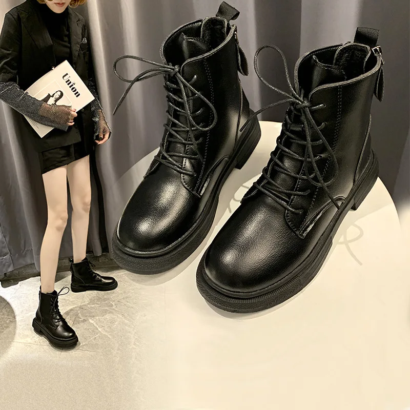 

What Winter Short Boots Women's 2019 New Style Martin Boots British Style plus Velvet Online Celebrity Boots Versatile Slimming