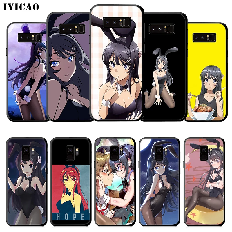 IYICAO Bunny Cute Girl Anime Soft Case for Samsung Galaxy S10e S10 S9 S8 Plus S6 S7 Edge Note 10 9 8 TPU |