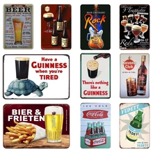Пивные ретро металлические жестяные таблички со знаками Guinness Cola Bar Pub казино декоративная табличка винные наклейки на стену напиток клуб металлический плакат