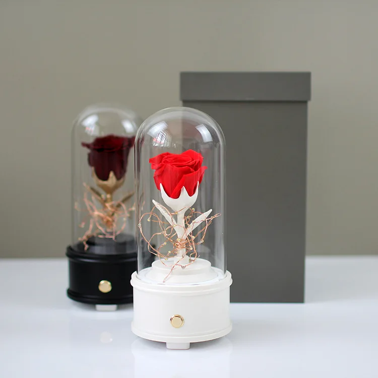 

Preserved Flower in Glass with Light Bluetooth Audio player Little Prince Rose Beauty and the Beast Gift Box Birthday Valentine