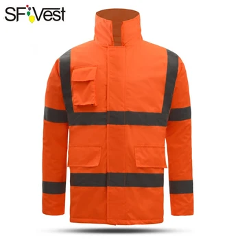 

SFVest Orange High Visibility Reflective Waterproof Rain Warm Jacket Rainwear Coat high visibility clothing